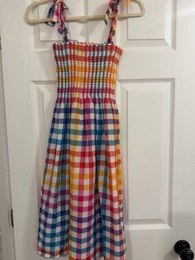 Women’s Tea Collection Multicolor Gingham Tie-Shoulder Dress